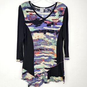 Parsley & Sage Tunic Knit 3/4 Sleeve Sz S Art To Wear Whimsy Artsy Quirky